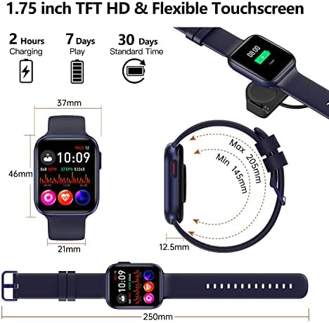 Bebinca Smart Watch (Answer/Make Call) with Heart Rate/Sleep/Blood Oxygen Monitor, Voice Assistant Compatible with Samsung iPhone Android Phones, IP68 Waterproof, Black - Image 7