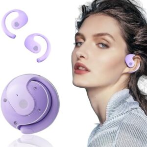 Bluetooth OWS Headphone, Wireless Bluetooth Earphone, Out of Ear Open Ear Headphones, Active Noise Hanging Ear Headset, Air Conduction Headphones for Running Cycling Work Long Playtime(Purple)