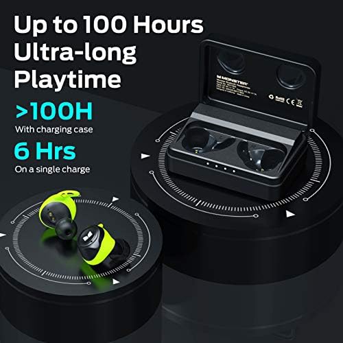 Monster Champion True Wireless Earbuds, Bluetooth 5.0 IPX8 Waterproof Sports Headphones with aptX Deep Bass, CVC 8.0 Noise Cancellation, Type C Quick Charge, 100Hrs Charging Case - Image 3
