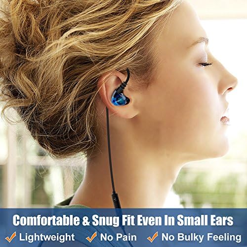 Wired Over Ear Earbuds for Kids Women Small Ears, Sport in-Ear Headphones Earhook Earphones for Running Exercise Jogging, Ear Buds with Case Microphone and Volume for Cell Phones Laptops Blue - Image 2