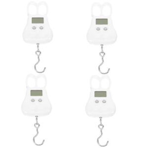 Hemoton 4pcs Portable Hanging Scale Baggage Scale Bag Weight Scale Hanging Weighing Scale Fishing Hanging Scale Luggage Hand Scale Mini Hanging Scale Travel Plastic Crane Handheld White