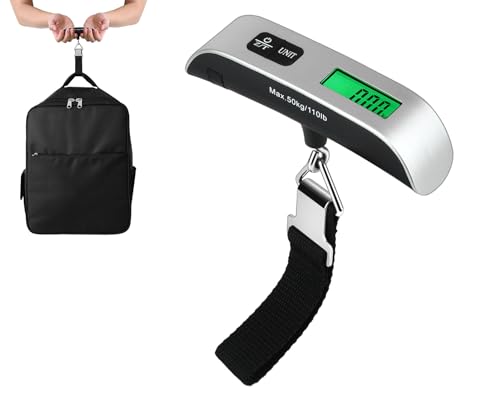 Luggage Weight Scale Portable Digital Suitcase Scale for Travel Handheld Scale with Temperature Sensor, 110 lb/50 kg, Battery Included