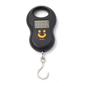 Pocket Portable 50kg/10g LCD Digital Scale Electronic Hand Held Hook Belt Luggage Hanging Scale Backlight Balance Weigting (Black)