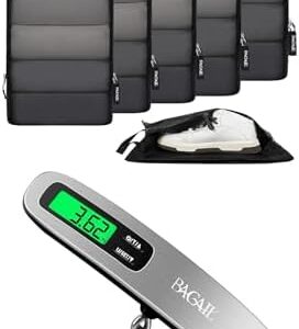 BAGAIL Digital Luggage Scale and 6 Set Ultralight Compression Packing Cubes