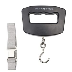 Luggage Scales, 50kg/110lb Electronic Hanging Scales,Handheld Style Suitcase Scales with Backlit LCD Display, Fish Scale with Hook for Travel Outdoor Home Use. Black
