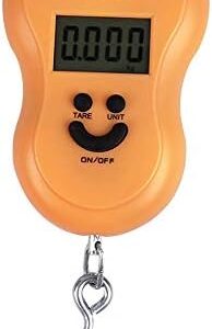 Meichoon Luggage Scale Digital Hanging Crane Steelyard 110lb /50kg for Suitcase Mini Portable Travel Hanging Hook Scale Backlit LCD Display for Home Farm Factory Hunting Outdoor C41 Orange
