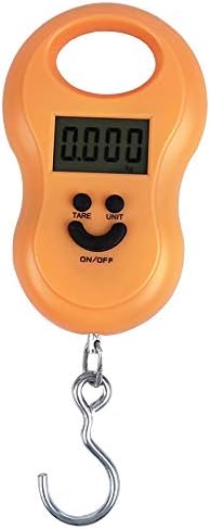 Meichoon Luggage Scale Digital Hanging Crane Steelyard 110lb /50kg for Suitcase Mini Portable Travel Hanging Hook Scale Backlit LCD Display for Home Farm Factory Hunting Outdoor C41 Orange