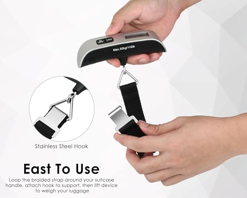 Luggage Weight Scale Portable Digital Suitcase Scale for Travel Handheld Scale with Temperature Sensor, 110 lb/50 kg, Battery Included - Image 4