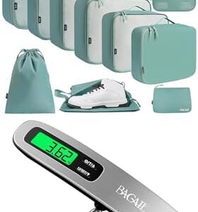 BAGAIL Digital Luggage Scale,110lbs Hanging Baggage Scale and 10 Set Packing Cubes