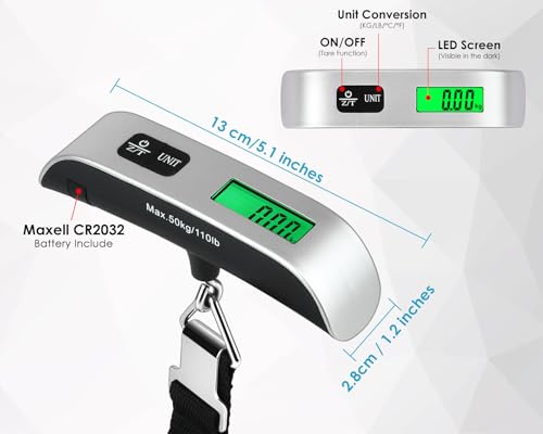 Luggage Weight Scale Portable Digital Suitcase Scale for Travel Handheld Scale with Temperature Sensor, 110 lb/50 kg, Battery Included - Image 7