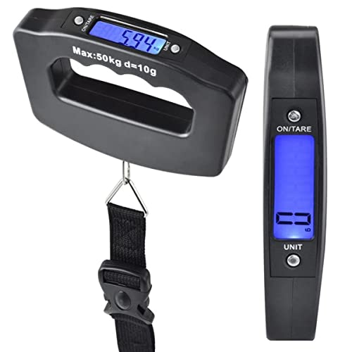 Digital Luggage Scales, 50kg/110lb Electronic Hanging Scales, Portable Digital Luggage Scale with Backlight Digital Display Travel, Handheld Style Suitcase Scales Baggage Scale for Travel Home Use