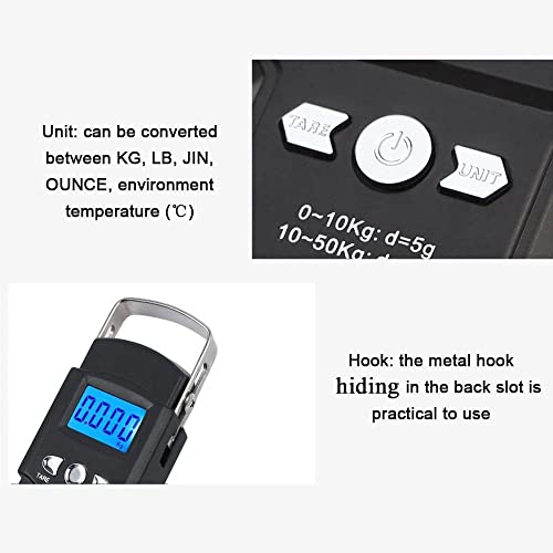 Digital Luggage Scale Professional Suitcase Travel Bag Hanging Scales Weight Balance with Tape Measure Backlight 50kg/10g - Image 4