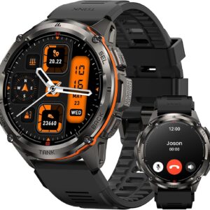 KOSPET Tank T3 Ultra Smart Watch for Men GPS, Extra-Long Battery, 50M Waterproof, Stainless Steel Unibody Rugged Smartwatch with Bluetooth Calling, 1.43" AMOLED Display, Pressure&Altitude&Compass