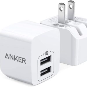 USB Charger, Anker 2-Pack Dual Port 12W Wall Charger Adapter, USB Charger Block with Foldable Plug, Charging Box Brick, Cube for iPhone 15 14 13 12 11 Pro Max, Galaxy S22 S21 Note 20, HTC, Moto, LG