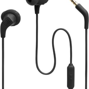 JBL Endurance Run 2 Wired - Waterproof Wired Sports in-Ear Headphones, Pure Bass Sound, Hands-Free Calls, Never Hurt. Never Fall Out. (Black)