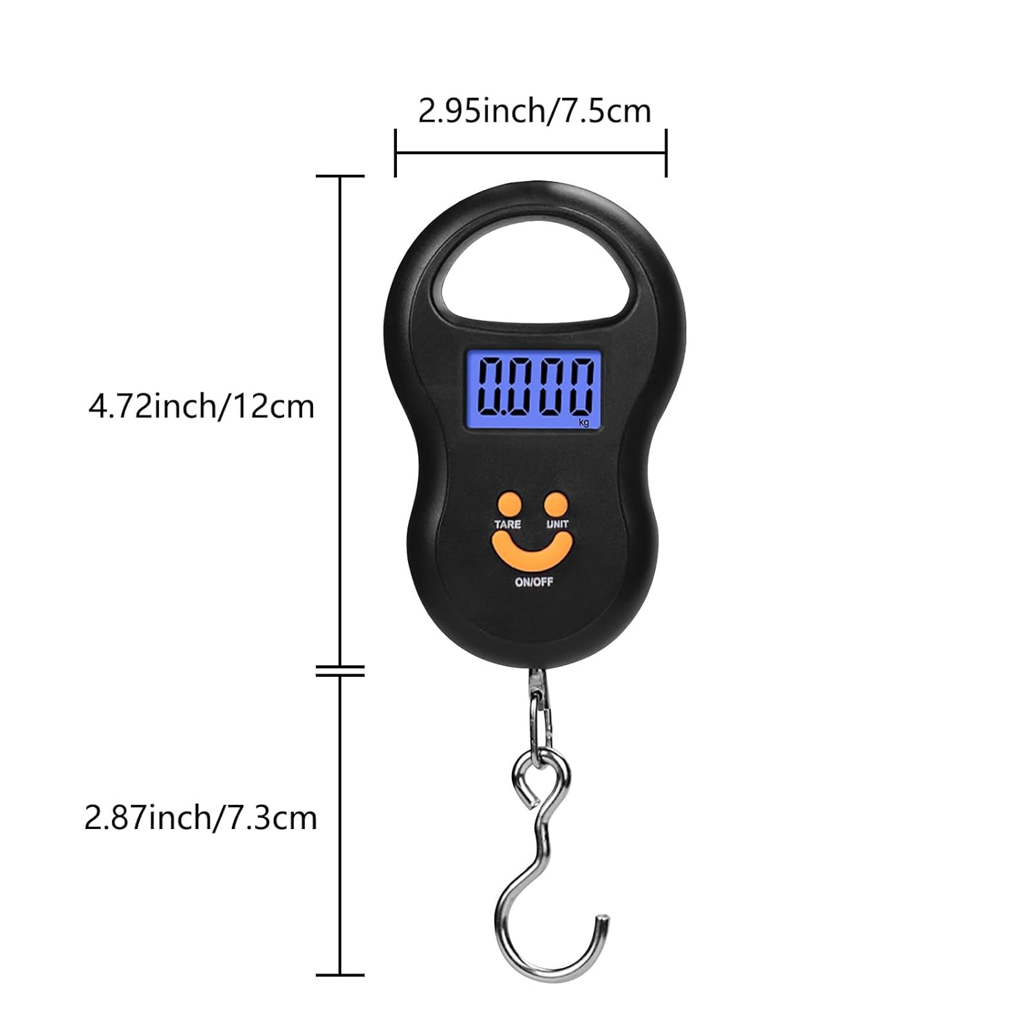 Fish Scale 50KG Hanging Scale Luggage Scale Weighing Scale with Comfortable Handle and Large Hook, Suitable for Home Farm Outdoor Hunting Fishing (Black) - Image 2