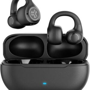JLab Flex Open Earbuds, Black, Clip-on Cuff Design, Wireless Open-Ear Audio Freedom Effortless Fit, Safe Listening, Bluetooth Multipoint, Customize with The App