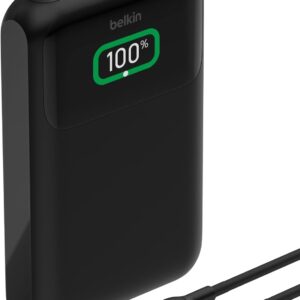 Belkin Portable Charger, 3-Port Laptop Power Bank 20,000mAh w/USB-C & USB-A Ports, 65W Fast Charging USB-C Power Delivery, iPhone Charger for MacBook, iPhone 16, iPad Pro, Galaxy S24, & More - Black