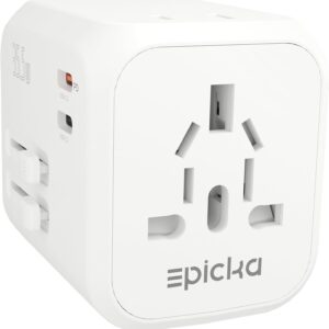 EPICKA Universal Travel Adapter, International Plug Adapter with Dual AC Outlet, 2 USB-C 35W PD Fast Charging & 3 USB-A, All in One Worldwide Wall Charger (TA-205, White)