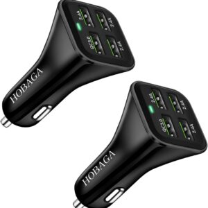 USB Car Charger Adapter[2Pack], QC 3.0 Fast Car Phone Charger, 4-Port Multi 9.6 Amp Cigarette Lighter Adapter Compatible with iPhone 16/15/14/13/12 Pro Max, Samsung Galaxy S22 Note20, LG, Pixel.