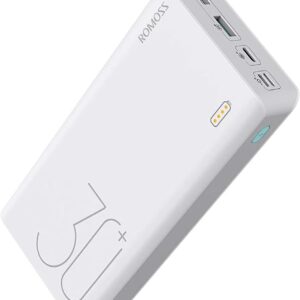 ROMOSS Power Bank, 30,000mAh Portable Phone Charger with USB C 3 Outputs & 3 Inputs, External Battery Pack PD 18W with iPhone 15/14/13/12, iPad, Samsung Galaxy and More