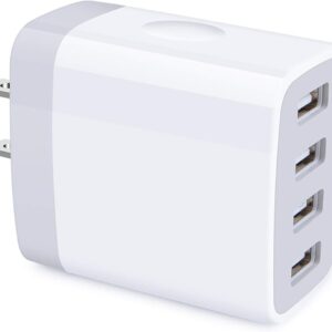 iPhone 12 Charger Box Fast Charging 4.8A Multi Port USB Charger Wall Plug Power Adapter Charging Block Cube Brick for iPhone 16/15/14/SE/13/12/11 Pro Max, Samsung Galaxy S24 S23 S22 S21 Ultra Note 20