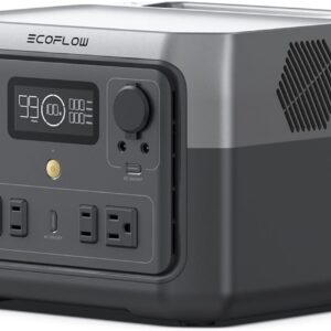 EF ECOFLOW Portable Power Station RIVER 2 Max 500, 499Wh LiFePO4 Battery/ 1 Hour Fast Charging, Up To 1000W Output Solar Generator (Solar Panel Optional) for Outdoor Camping/RVs/Home Use