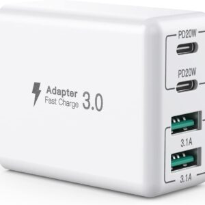 USB C Wall Charger, 40W 4-Port USB C Charger Block, Fast Charging Block Dual Port PD+QC Wall Plug Multiport Type C for iPhone 14/13/12/11/Pro Max/XS/XR/8/7, iPad, Samsung Phone, Tablet