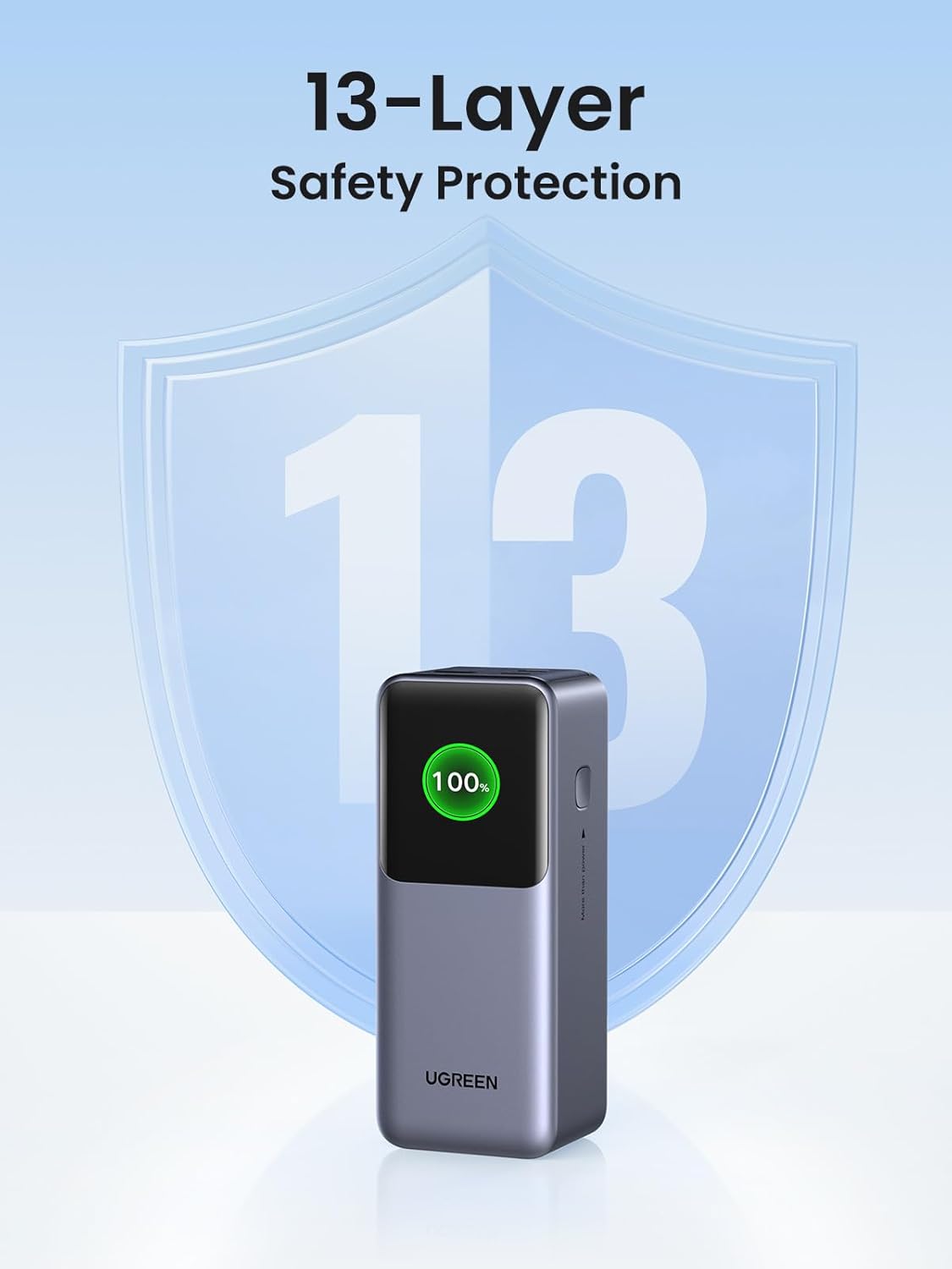 UGREEN Nexode Power Bank 20000mAh 130W Portable Charger 72Wh PD Fast Charging 3-Port USB C Battery Pack with TFT Smart Display for MacBook/ipad/iPhone 16/Samsung S24/Switch and More - Image 7