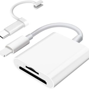 SD Card Reader for iPhone iPad Camera,Dual Card Slot Memory Card Reader Supports SD and TF Card Trail Camera Viewer Sd Card Adapter Portable Micro Sd Card Reader No Application Required Plug and Play