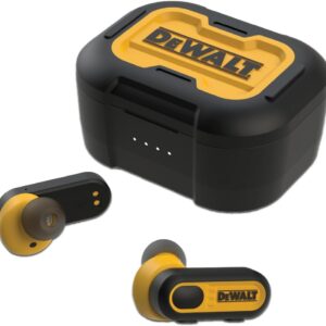 DEWALT True Wireless Bluetooth Earbuds — TWS Bluetooth Headphones — Wireless Earbuds with Type C Charging Case — Waterproof Wireless Earphones — Jobsite Pro-X1 Premium Sound for Outdoor Work