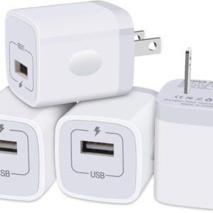 iPhone Charger Block, Plug in Phone Charger, Sicodo 4Pack Single Port USB Wall Charger Fast Charging Adapter Cube Box for iPhone 16 15 14 13 SE(2020) 12/11pro/XS/XS Max,Samsung Galaxy S24/S23/S22,LG