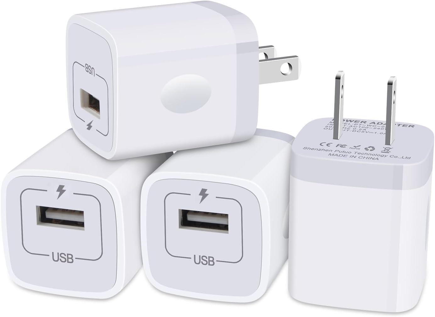 iPhone Charger Block, Plug in Phone Charger, Sicodo 4Pack Single Port USB Wall Charger Fast Charging Adapter Cube Box for iPhone 16 15 14 13 SE(2020) 12/11pro/XS/XS Max,Samsung Galaxy S24/S23/S22,LG
