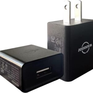 USB A Charger 1A/5V Single Port USB Wall Plug 5W Wall Plug Brick Portable Travel Power Adapter UL Listed 2 Pack (Black)