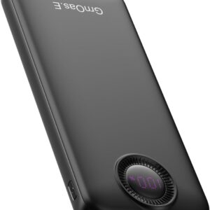 Portable Charger,10000 mAh Power Bank Travel Charger with USB-C(Input&Output),2.4A Fast Charging External Battery Pack Phone Charger Compatible with iPhone 16,Samsung,Android,Brilliant Black