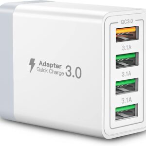 USB Wall Charger, Aioneus 40W 4-Port Fast Charger Block, Multiport USB Cube Power Adapter Wall Charger Plug Charging Block for iPhone 15 14 13 12 11 Pro Max XR Xs Max 8,Samsung,Moto,Android Phones