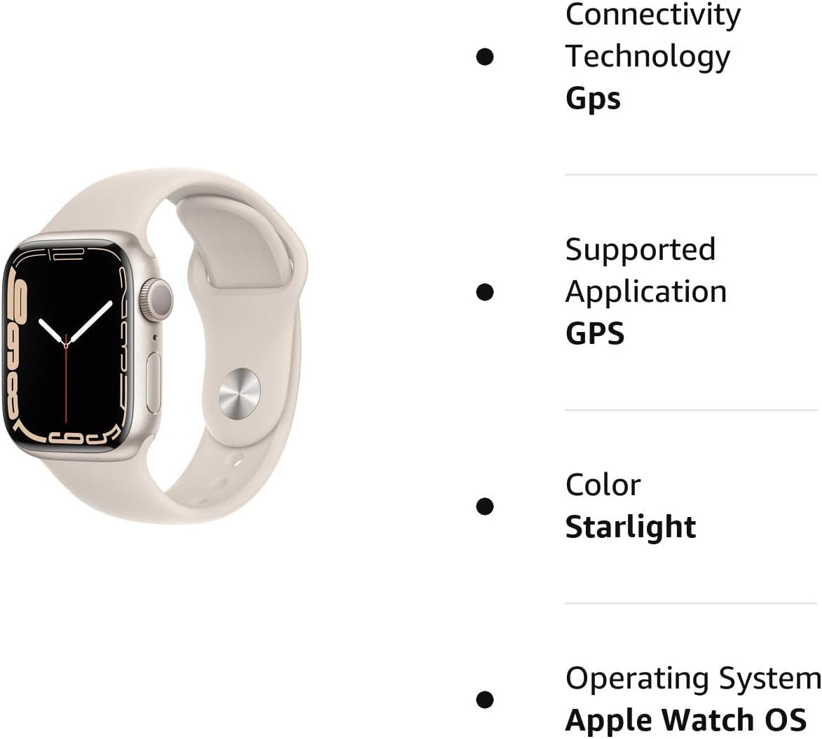 Apple Watch Series 7 (GPS, 41mm) Starlight Aluminum Case with Starlight Sport Band, Regular (Renewed) - Image 7