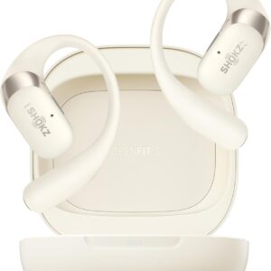 SHOKZ OpenFit 2 Open-Ear Headphones, True Wireless Bluetooth Earphones with Microphone, Earhook Earbuds with 48 Hours of Playtime, Fast Charging, IP55 Water-Resistant, with Carrying Bag, Beige