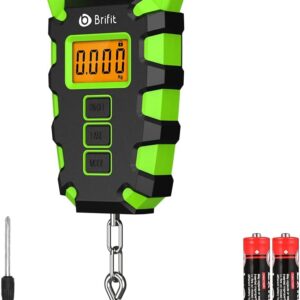 AMIR Luggage Scale with Hook, 110Lb/50kg Digital Fishing Scale, Portable Electric Hanging Scale Non-Slip Big Handle, 3 Modes-LB/OZ/KG, Backlit LCD Display