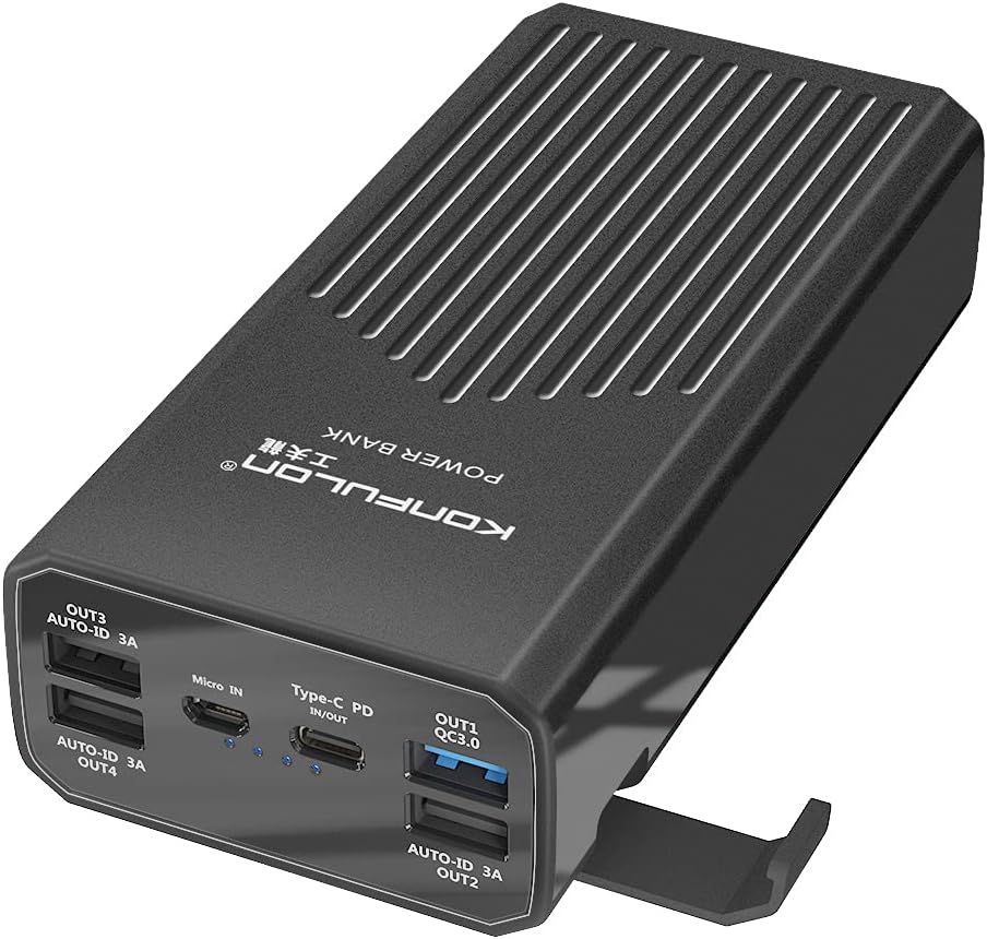 Power Bank 40000mah Portable Charger 20W USB-C Battery Pack with 5 Outputs & 2 Inputs External Battery Cell Phone Charger with Phone Holder Compatible with iPhone 12, MacBook Pro and Samsung