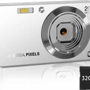Digital Camera, 1080P Digital Point and Shoot Camera with 56Mp Autofocus 20X Zoom Anti Shake with 32GB SD Card for Kids, Adults, Teens, Beginners