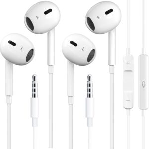 2 Pack Wired Headphones for iPhone Earbuds with 3.5mm Plug Earphones Built-in Microphone & Volume Control Compatible with iPhone/ipad/Android/Computer and Other 3.5mm Jack Devices