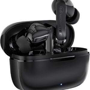 Monster N-Lite Clear Talk Wireless Earbuds, IPX8 Waterproof Earphones, Bluetooth 5.3 Headphones with CVC 8.0 Noise Reduction, Fast Charging for Sport