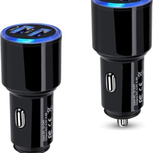 USB Car Charger, 2Pack 4.8A Fast Charging Dual Port USB Cigarette Lighter Adapter for iPhone 15 14 13 12 11 Pro Max SE XR X 8 7 6, iPad, Samsung Galaxy S23 S22 S21 S20 S10 S9 S8 S7 A51,Android,Kindle