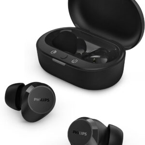 PHILIPS TAT1219 Wireless Earbuds,True Wireless Headphones,Powerful Bass with 10 mm Driver,Clear Call Quality with AI Mic,18 H Battery Life,Bluetooth 5.3,IPX4 Rating,Ergonomic Design for Comfort,Black
