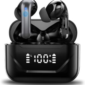 Wireless Earbuds Bluetooth 5.4 Headphones Bass Stereo, IPX5 in-Ear Earphones with 25 dB ENC Noise Canceling Mic, 45H Playtime LED Display USB-C Wireless Ear Buds, Smart Touch Control, for Android iOS