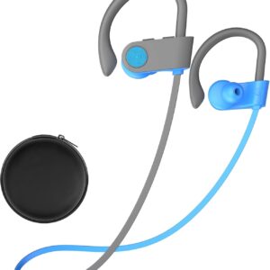 Stiive Bluetooth Headphones, 5.3 Wireless Sports Earbuds IPX7 Waterproof with Mic, Stereo Sweatproof in-Ear Earphones, Noise Cancelling Headsets for Gym Running Workout, 16 Hour Playtime - Bluegrey