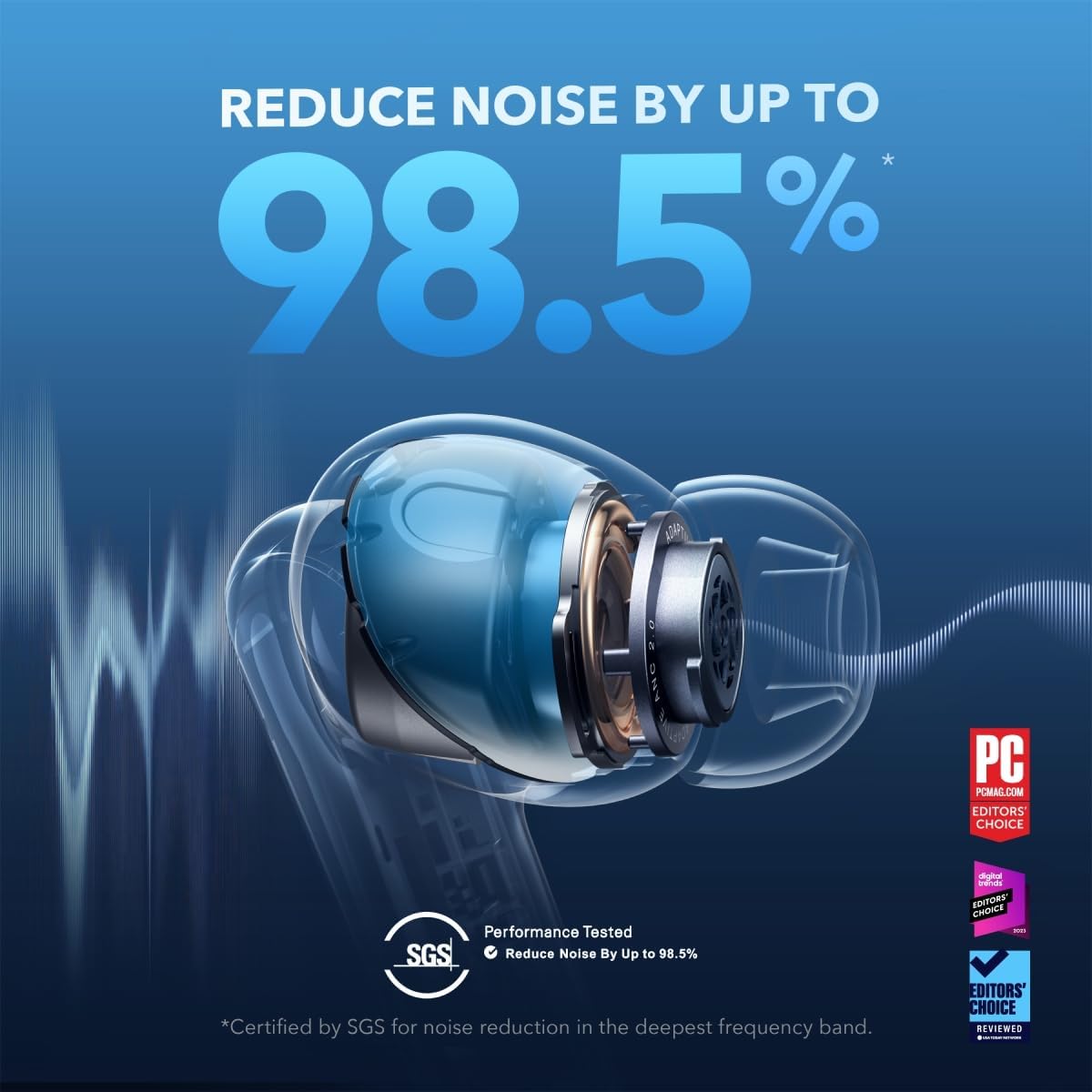 soundcore by Anker Liberty 4 NC Wireless Earbuds, 98.5% Noise Reduction, Adaptive Noise Cancelling to Ears and Environment, Hi-Res Sound, 50H Battery, Wireless Charging, Bluetooth 5.3 - Image 2