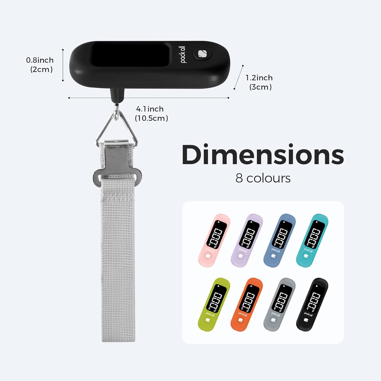 pack all 110 Lbs Luggage Scale, Digital Handheld Baggage Scale, Travel Suitcase Weight Scale with LCD Display, Battery Included, Black - Image 8