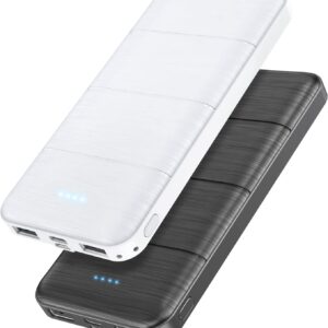 Portable-Charger-Power-Bank - 2 Pack 15000mAh Dual USB Power Bank Output 5V3.1A Fast Charging Portable Charger Compatible with Smartphones and All USB Devices (Deep Black and White)